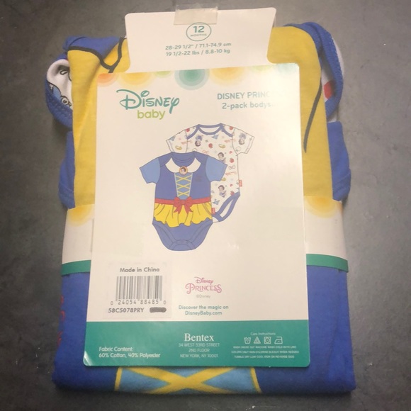 Girls Disney Princess Newborn Snow White 2-Pack Bodysuits Romper One Piece